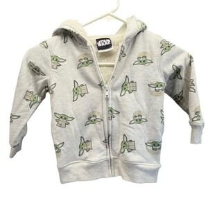Star Wars The Mandalorian Baby Yoda Hoodie 3T lZip Up Sherpa Lined‎